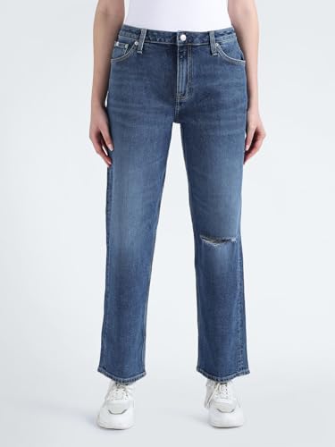 Calvin Klein Department792 Straight Jeans (J2216951A4_PF23J 014 Authentic Blue Knee Slit_24)