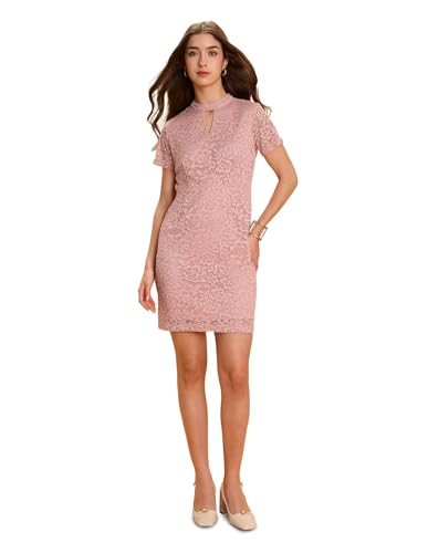 U.S. Polo ASSN. Floral Lace Mini Sheath Dress (UWAW25DRS215_Pink_L)