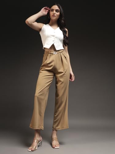 Trend Arrest.ed Women's Button Down Waistcoat Top | V-Neck Tailored Vest | Cropped Modern Blouse (Off-White,S)