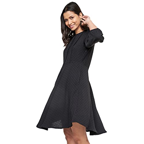 AND Women's Polyester Fit Flare Knee Length Formal Dress (EE23AB001DRCEY1_Black_10)