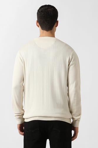 Men Beige Stripe V Neck Sweater