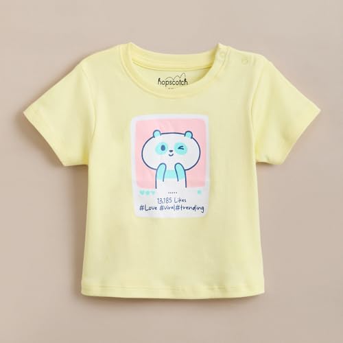 Hopscotch Baby Girls Animal Print Short Sleeves Multicolor Tees For Ages (6-9 Months)