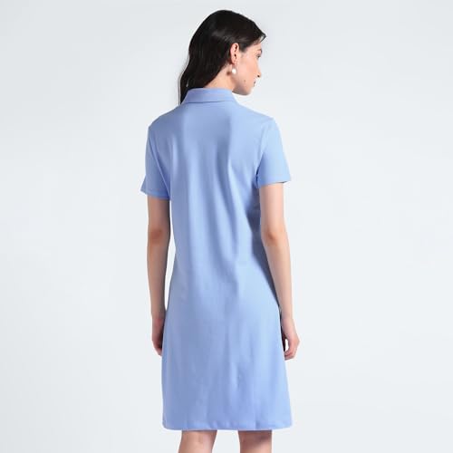 Tommy Hilfiger Blue Solid Polo Collar Short Sleeves Women Polo Dress (XL) - S24HWDR026