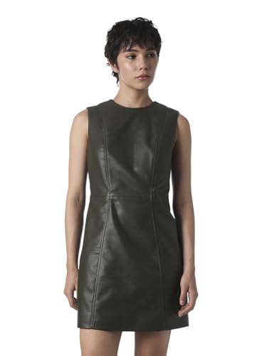 ONLY Women's Solid Fit and Flare Olive Dress