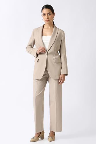 Women Beige Solid Blazer