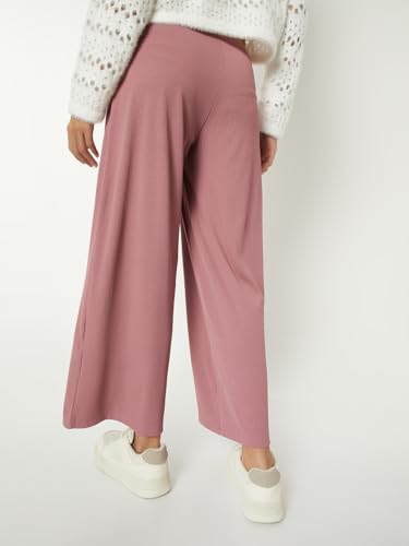 Max Women Ribbed Wide Leg Trousers (Purple_XL)