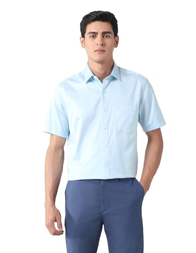 Arrow Men's Solid Regular Fit Shirt (ARAJSH0964_Light Blue