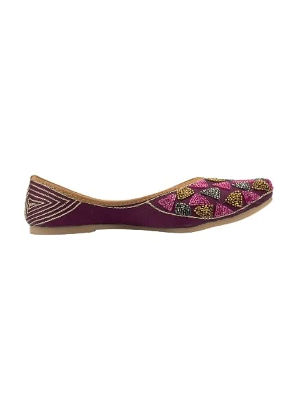 DESI COLOUR Women Ethnic Footwear Mojari/Punjabi Jutti-Purple Bricks