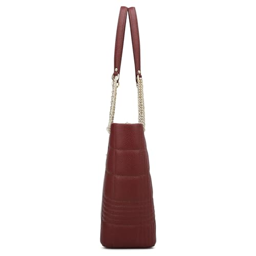 Da Milano Leather Tote Bag for Women - Maroon