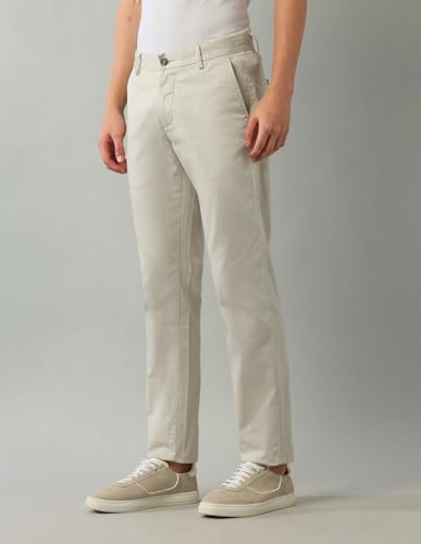 Arrow Men's Printed Slim Fit Acrylic Casual Trouser Beige