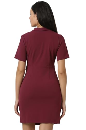 Women Maroon Solid Party Dress