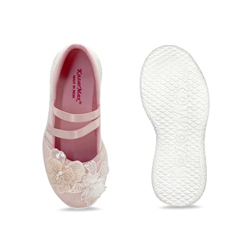KazarMax Girls Butterfly Ballet Flat Ballerina (Peach, 11 UK)