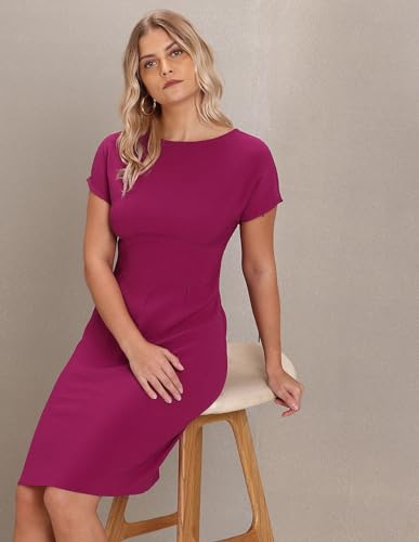 U.S. POLO ASSN. Women's Round Neck Solid Sheath Dress (UWAW22DRS041_Pink_XXL)