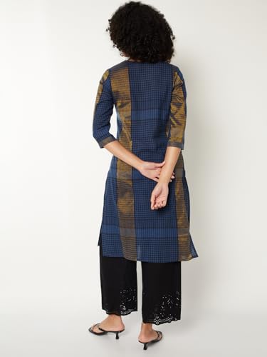 Max Women Checked Straight Kurta (Blue_M)