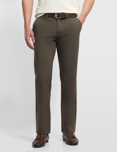 Arrow Sport Men's Hudson Tailored Fit Mid Rise Trousers (ASALTR2614_Brown_34)