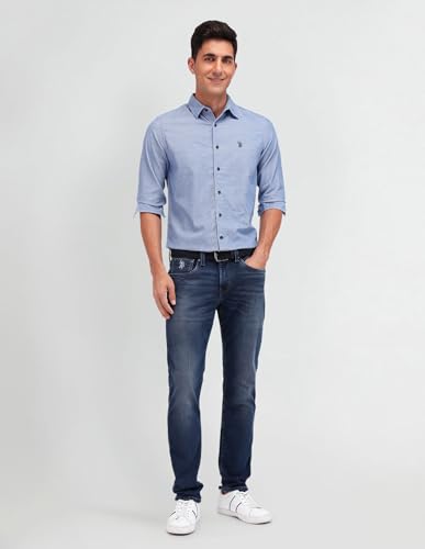 U.S. POLO ASSN. DENIM CO. Men's Slim Fit Shirt (UDSHT1427 Blue