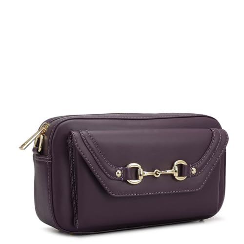 Da Milano Women's Leather Sling Bag - Purple