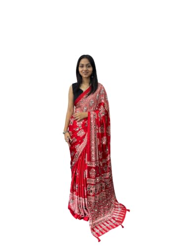 Real Mirror Work Semi Gajji Silk Saree