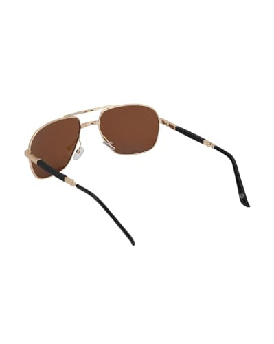 Carlton London Gold with Black Toned Brown Polarised Lens Foldover Rectangle Sunglass for mens