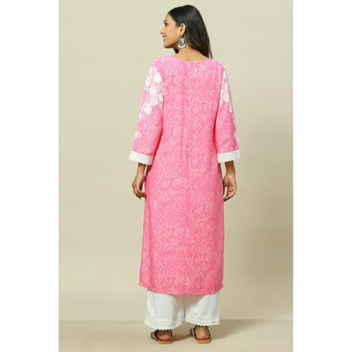 Rangriti Women Viscose Printed Kurta(RMMMARBLEL18147_Pink_M)