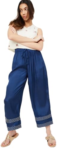 Max Women's Regular Casual Pants (COCS42011_Dark Blue_S