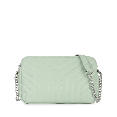Fastrack Pastel Quilt Sling Bag for Women | Lightweight Quilted Crossbody with 3 Zippered Compartments, Detachable Strap and Soft-Tone Hardware | Stylish Everyday Sling for Casual Outings and College