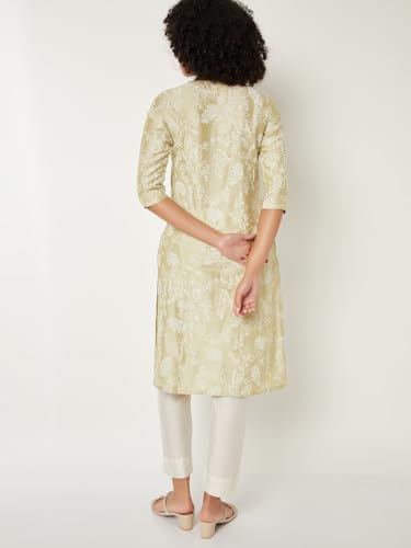 Max Women Floral Print Straight Kurta (Green_S)