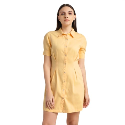 Levi's Women's Cotton A-Line Above The Knee Dress (Yellow)