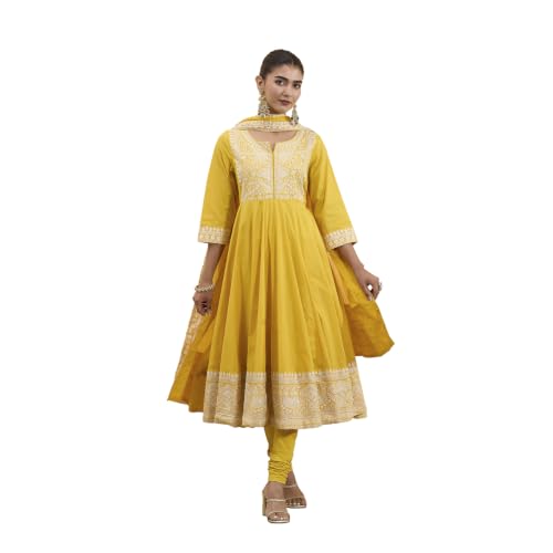 BIBA Printed Cotton Anarkali Festive Kurta Set