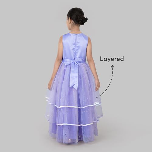 Hopscotch Girls Sleeveless Lavender Enchanted Cascade Gown (3-4 Years)
