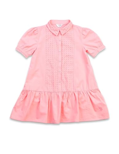 U.S. POLO ASSN. Girl's Cotton A-Line Mini Dress (UGDRS0420 Pink