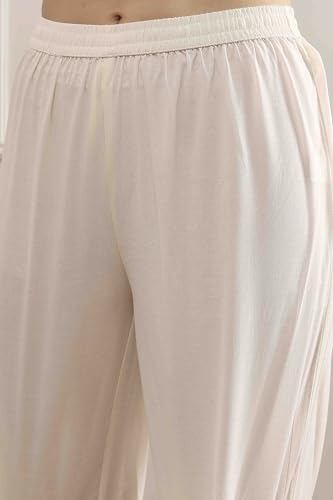 Biba Women's Polyester Kurta, Bottom, Dupatta (SKDUTSV31130AW25OWHT