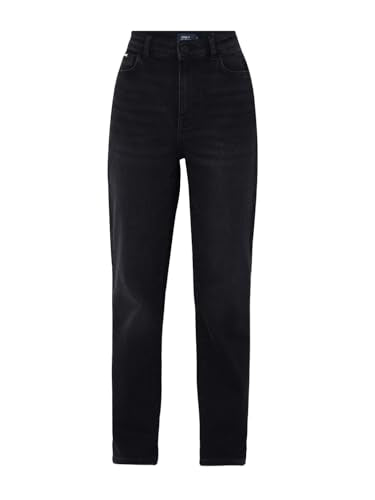 ONLY Women's Straight Fit High Rise Black Jeans