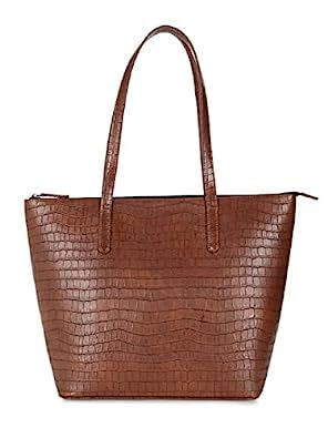 Sakwoods Women Croco Finish Brown Tote Bag