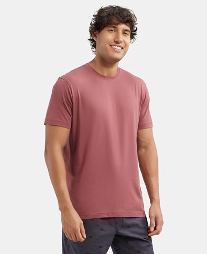 Jockey 2714 Men's Super Combed Cotton Rich Solid Round Neck Half Sleeve T-Shirt_Wild Ginger_XL