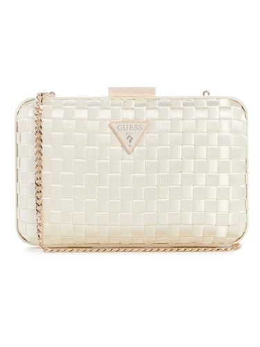 Guess Ivory Textured Push Lock Twiller Minaudiere Clutch