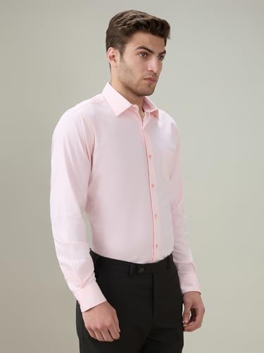 Raymond Men Contemporary Fit Chambray Pattern Pure Cotton Semi Cutaway Collar Full Sleeve Formal Shirt