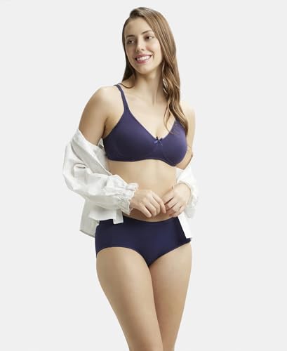 Jockey 1722 Women's Wirefree Non Padded Super Combed Cotton Elastane Stretch Medium Coverage Everyday Bra with Concealed Shaper Panel_Classic Navy_36D
