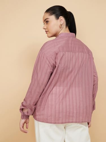 Max Women Embroidered Oversized Shirt (Purple_3XL)