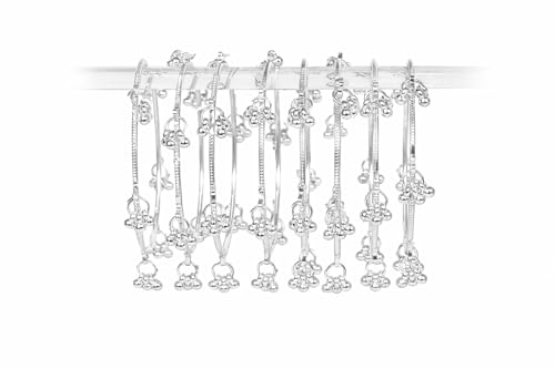 Swara Creations Traditional Kashmiri Ghungroo Latkan Bangles for Women and Girls|Set of 8 Pcs |Silver color (SKU416)