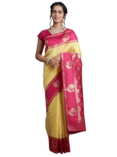 RAMRAJ COTTON Women Premium Traditional Saree| Elegant Ethnic Wear Saree |Ideal For Wedding & Festive (Soft Silk, yellow)