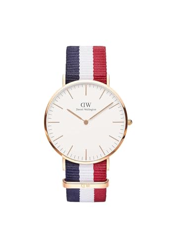 Daniel Wellington Classic Analog Watch for Man with White Round Dial & Multicolor Silicone Strap Band Water Resistant Men's Wrist Watches - DW00100003K
