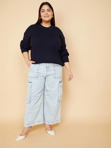 Max Women Knit Sweater (Blue_4XL)