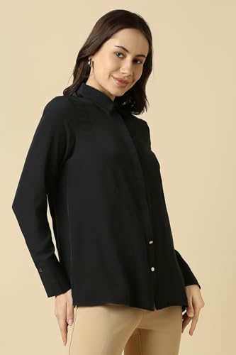 Allen Solly Women Black Solid Long Sleeves Shirt