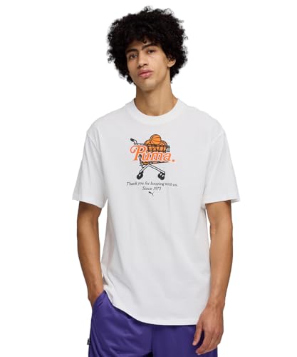 PUMA | Junior Varsity Men's Printed Basketball Cotton Tee I | White | S