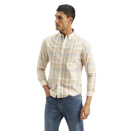 Levi's Men's Checkered Slim Fit Shirt Cream