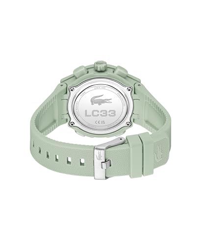 Lacoste Lc33 Qtz Basic Rose Gold Sunray Round Dial Women's Watch|Green Silicone Material|Green Color Band - 2001433
