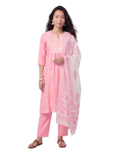 Max Women Embroidered A-line Kurta Set(Pink_S)
