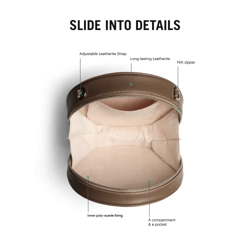 DailyObjects Printed Orbis Round Sling Crossbody Bag For Women| Stylish Walnut Brown Print Vegan Leather Purse With Slip Pocket Inside| Zip Closure & Adjustable Strap| Storage Space For Essentials