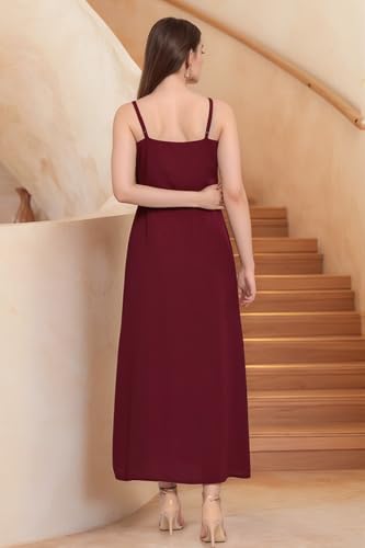 Rare Women Casual Maroon Colour Maxi Solid Dress